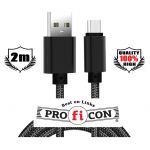 CBL USB2 ΣΕ TYPE C 2M μαύρο εξαιρετικής ποιότητας καλώδιο μεταφοράς δεδομένων και τροφοδοσίας